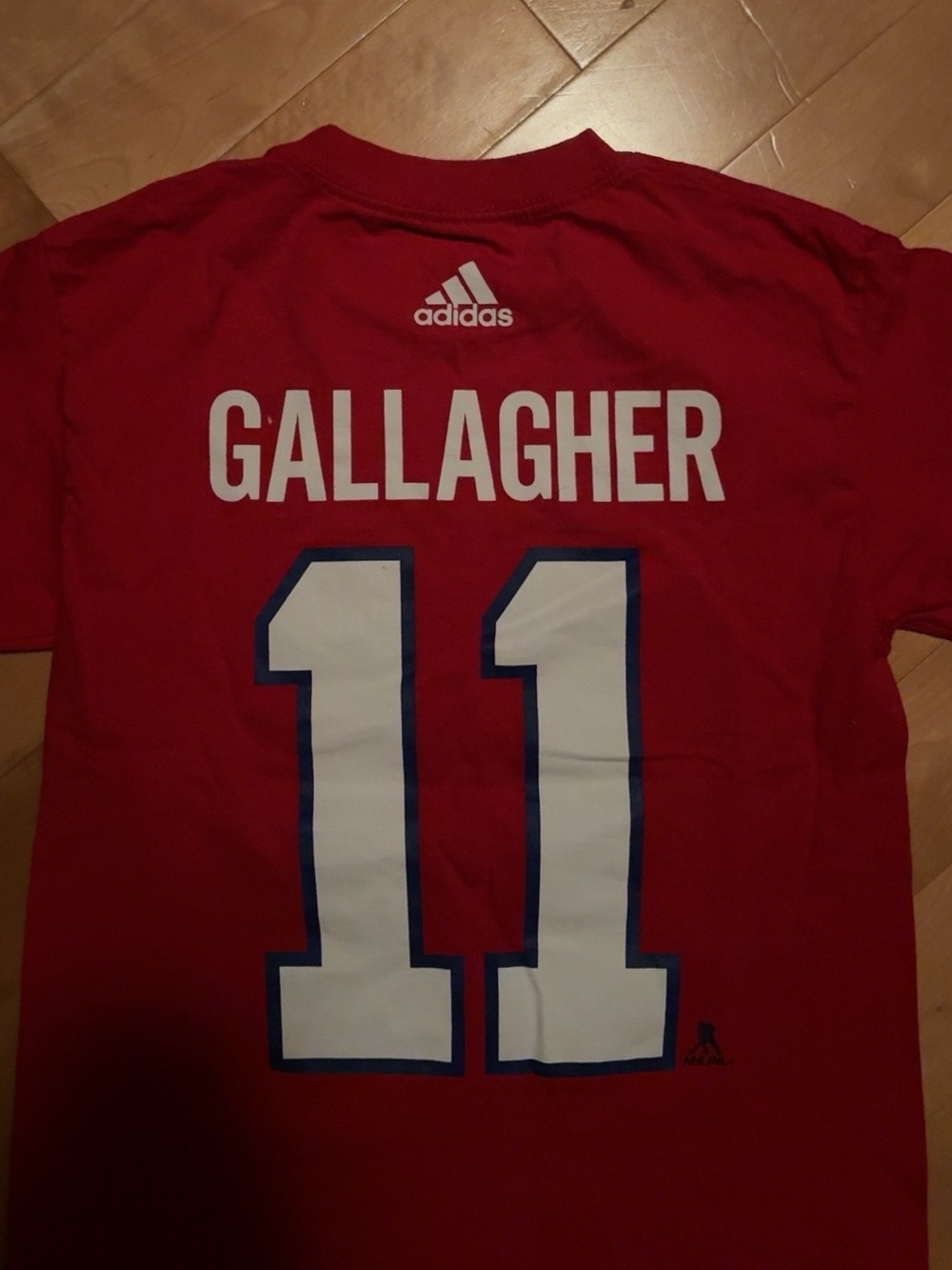 adidas Mens Red Hockey T-Shirt with 'Gallagher' and Number 11